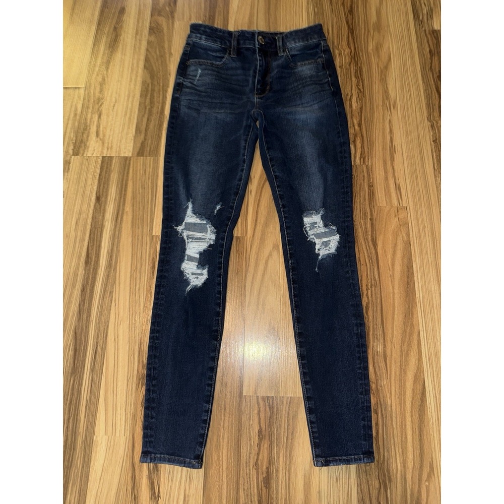 American Eagle Super Hi-Rise Jegging Sz 2 Regular Blue 360 Next Level‎ Stretch
